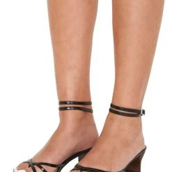 Solsana Accessories Violet Ankle Strappy Black Low Heel Shoe