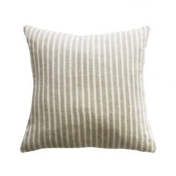 Mulberi Spencer Linen Cushion With Feather Inner Ivory Natural Striped 50x50cm