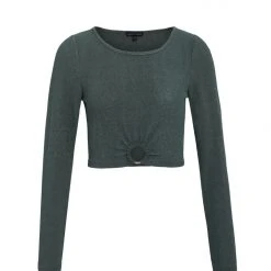 Among The Brave Starry Eyed Forest Stretch Ring LS Crop Top Fashion