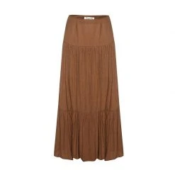 Ivy + Jack Fashion Stella Pecan Crinkle Deep Basque Tiered Midi Skirt