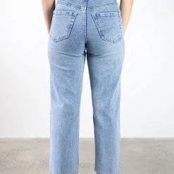 Among The Brave Molly Mid Blue Wide Leg Cropped Denim Jean