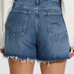 Nobody Denim Stevie Aspects Dark Blue Denim Shorts Fashion