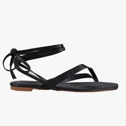 St Sana Stormy Black Vegan Leather Strappy Lace Up Sandal Accessories