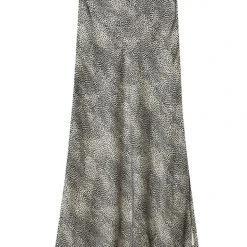 Ivy + Jack Stunning Mini Leopard Satin Side Split Bias Midi Skirt