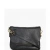 Federation Accessories Take Me Black Leather Fold Over Cross Body Gold Hardware Bag