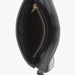 Federation Accessories Take Me Black Leather Fold Over Cross Body Gold Hardware Bag