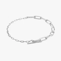 Ania Haie Accessories Chain Reaction Mixed Link T-Bar Silver Bracelet