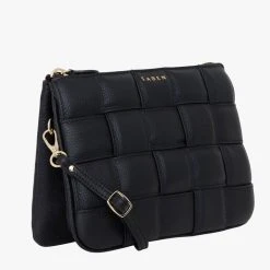 Saben Accessories Tilly's Big Sis Crossbody Black Woven Leather Large Clutch