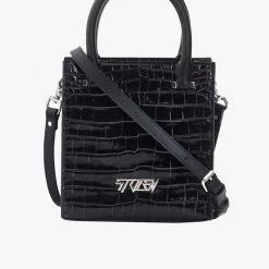 Stolen Accessories Tour Buddy Black Croc Mini Cross Body Tote Bag