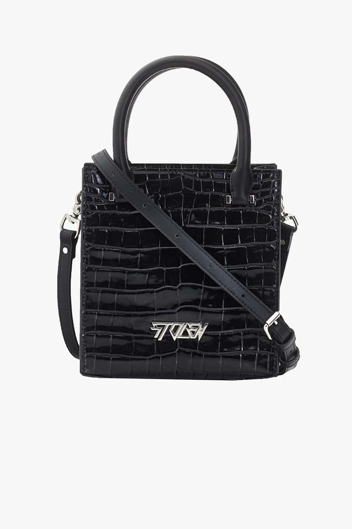 Stolen Accessories Tour Buddy Black Croc Mini Cross Body Tote Bag 3 Stolen Accessories Tour Buddy Black Croc Mini Cross Body Tote Bag