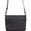 Federation Accessories Take Me Black Leather Fold Over Cross Body Gunmetal Hardware Bag