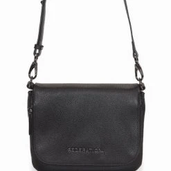 Federation Accessories Take Me Black Leather Fold Over Cross Body Gunmetal Hardware Bag