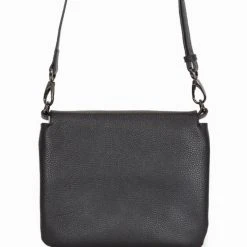 Federation Accessories Take Me Black Leather Fold Over Cross Body Gunmetal Hardware Bag