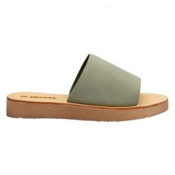 Solsana Tara Comfy Leather Slide Moss Natural Base Chunky Sole