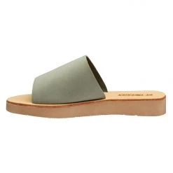 Solsana Tara Comfy Leather Slide Moss Natural Base Chunky Sole