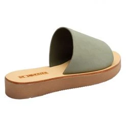 Solsana Tara Comfy Leather Slide Moss Natural Base Chunky Sole