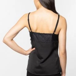 Ivy + Jack Loyal Black Satin Lace Trim Cami
