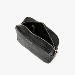 Nakedvice Accessories The 1995 Gold Zip Crossbody Bag Pebble Black Leather