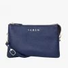 Saben Accessories Tilly Multi Pocket French Navy Leather Crossbody Clutch