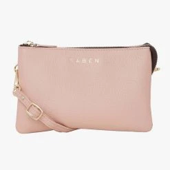 Saben Tilly Multi Pocket Tea Rose Leather Crossbody Clutch Accessories