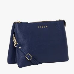 Saben Tilly's Big Sis Crossbody French Navy Leather Large Clutch Accessories