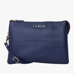 Saben Tilly's Big Sis Crossbody French Navy Leather Large Clutch Accessories