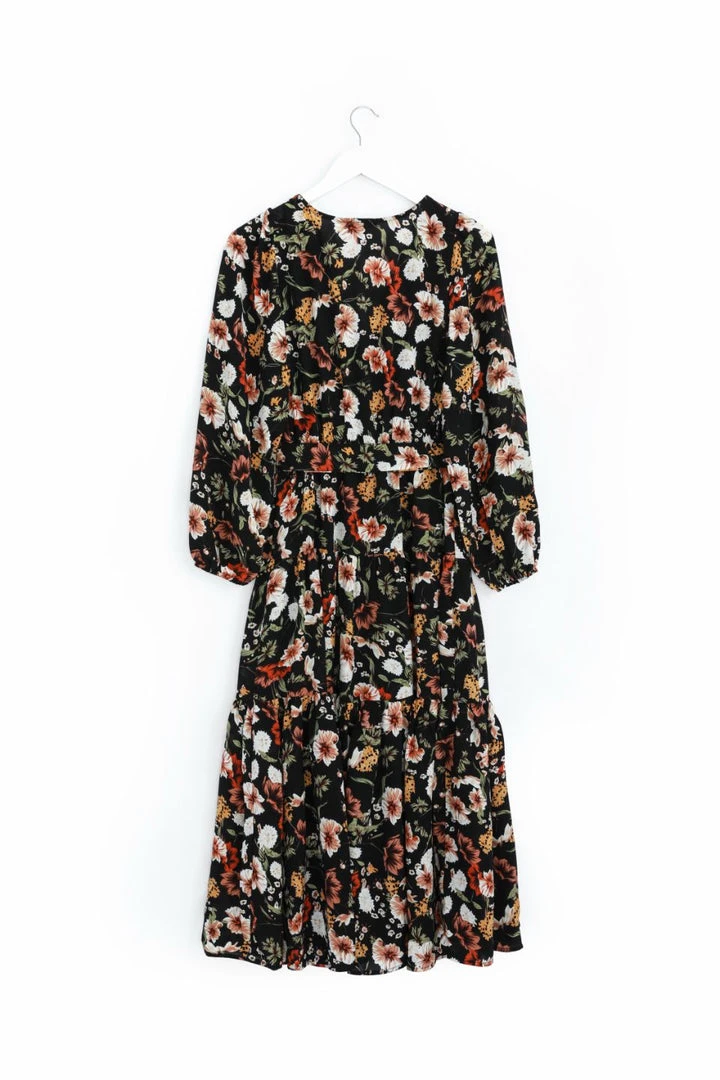 Among The Brave Twilight Large Black Floral LS Tiered Maxi Dress Fashion 7 Among The Brave Twilight Large Black Floral LS Tiered Maxi Dress Fashion