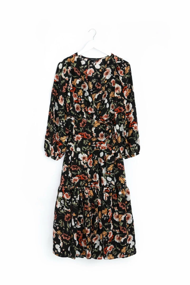 Among The Brave Twilight Large Black Floral LS Tiered Maxi Dress Fashion 6 Among The Brave Twilight Large Black Floral LS Tiered Maxi Dress Fashion