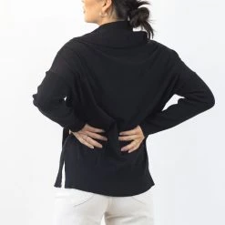 Among The Brave Fashion Vital Black Soft Fine Gauge Relaxed Roll Neck Knit