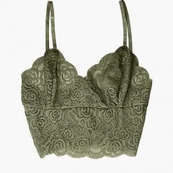 Queen Of The Foxes Tops & Tees Strappy Olive Lace Bralette