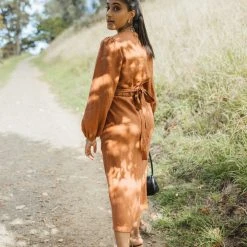 Flo & Frankie Sales Store 11 Among The Brave Fashion Utopia Spice Bias Linen Midi Skirt With Self Buttons