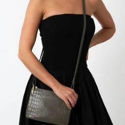 Vash Accessories Fifi Military Green Croc Mini Bag