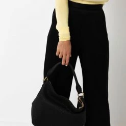 Vash Dani Black Bubble Leather Hobo Bag