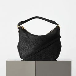 Vash Dani Black Bubble Leather Hobo Bag