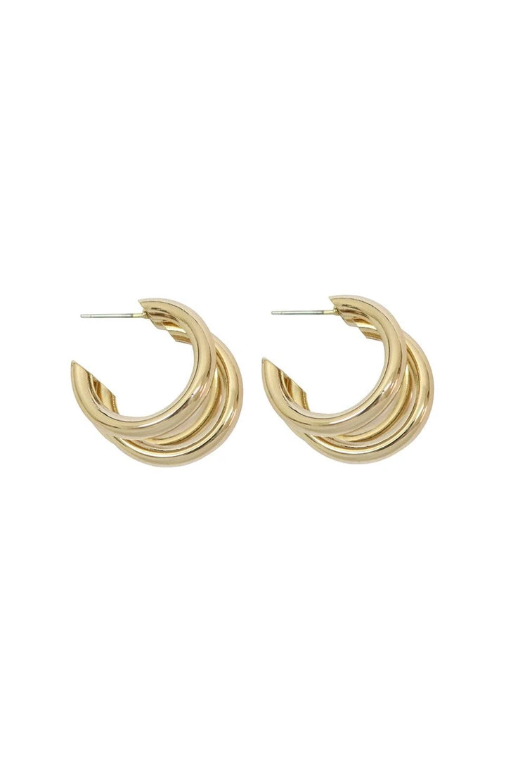 Olive & Tiger Polley Joined Hoop Earrings Gold 3 Olive & Tiger Polley Joined Hoop Earrings Gold