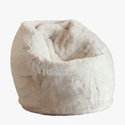 Home Lab Vegan Fur Bean Bag Ivory Furniture