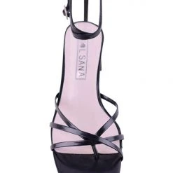 Solsana Accessories Violet Ankle Strappy Black Low Heel Shoe