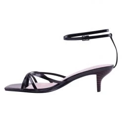 Solsana Accessories Violet Ankle Strappy Black Low Heel Shoe
