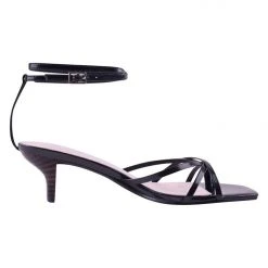 Solsana Accessories Violet Ankle Strappy Black Low Heel Shoe