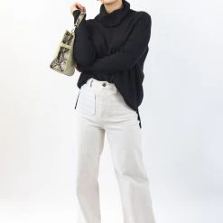 Among The Brave Fashion Vital Black Soft Fine Gauge Relaxed Roll Neck Knit