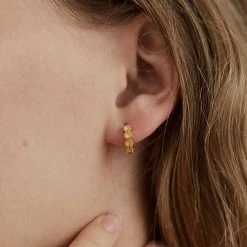 Brie Leon Accessories 925 Row Sleeper Gold Mini Daisies Earrings