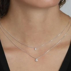 Pilgrim Lucia Pi Silver Double Necklace With Crystals