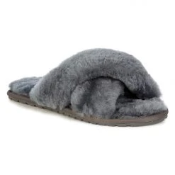 Emu Mayberry Charcoal Wool Crossover Slippers
