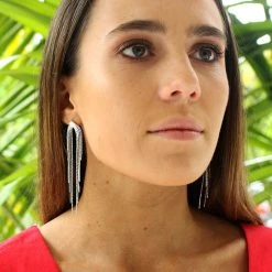 Flo Gives Back 15% To Women In Need Accessories Waterfall Chain Rhodium Earrings