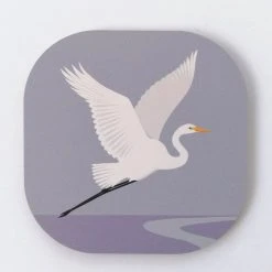 100% NZ Hansby Design White Heron Grey Coaster