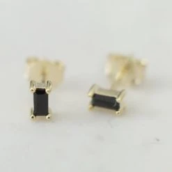 Sophie You Rock Rectangle Studs Black Gold
