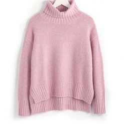 Among The Brave Zealous Petal Soft Raglan Stepped Hem Roll Neck Knit
