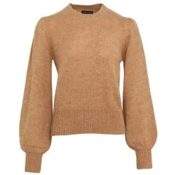 Among The Brave Zesty Old Gold Mohair Blend Balloon Sleeve High Neck Cropped Knit