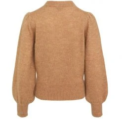 Among The Brave Zesty Old Gold Mohair Blend Balloon Sleeve High Neck Cropped Knit