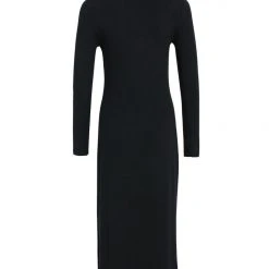 Among The Brave Ziggy Black Square Neck LS Rib Midi Dress Fashion
